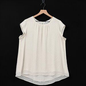 DR2 Cream Short Sleeve Patterned Top L